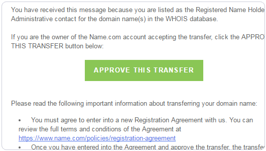 Name.com域名轉(zhuǎn)入郵箱確認(rèn)